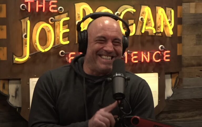 Joe Rogan smiling on his JRE podcast