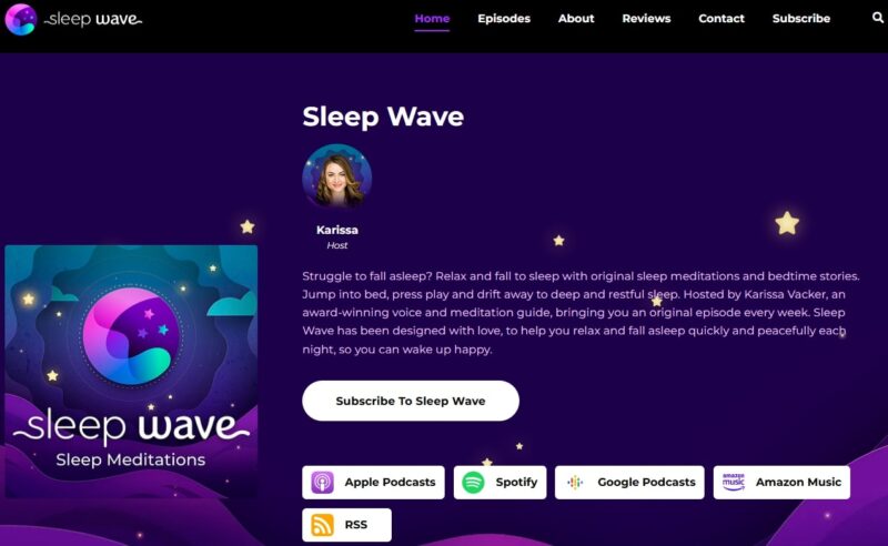 Screenshot of the Sleep Wave podcast website