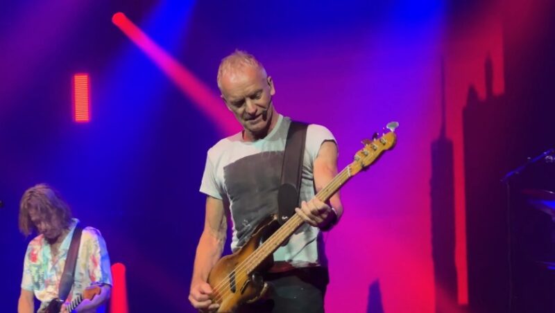 Sting, captivating the audience with a powerful bass performance
