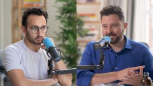 Thoughtful exchange of ideas between two podcast hosts