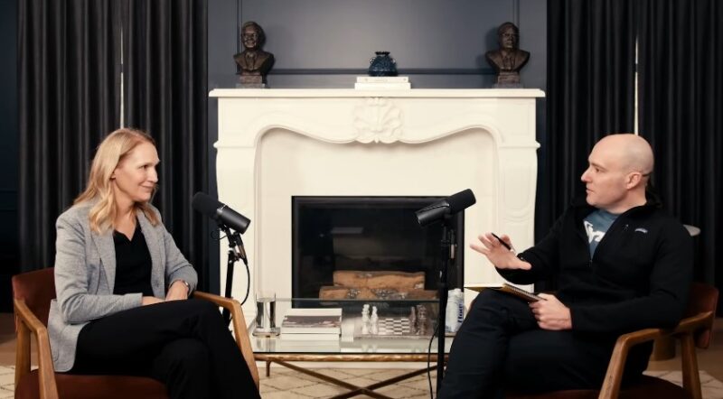 A podcast interview, featuring a dynamic exchange between two guests