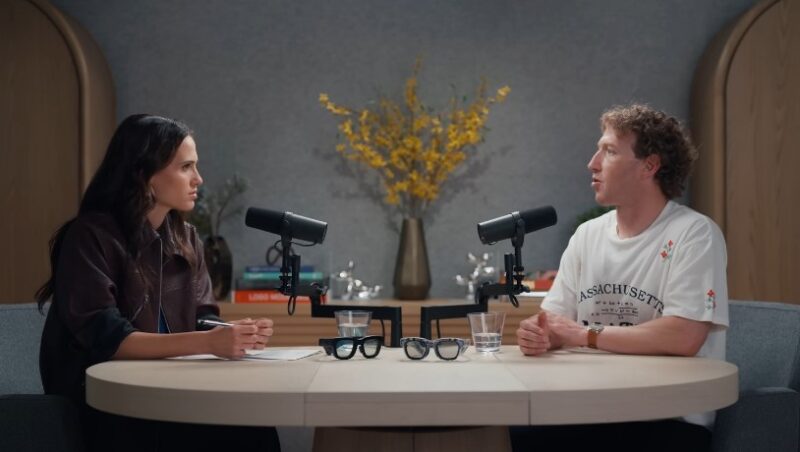 Two individuals engaged in a thoughtful discussion on a podcast