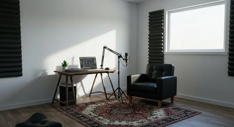 The perfect blend of functionality and aesthetic appeal in a home recording studio