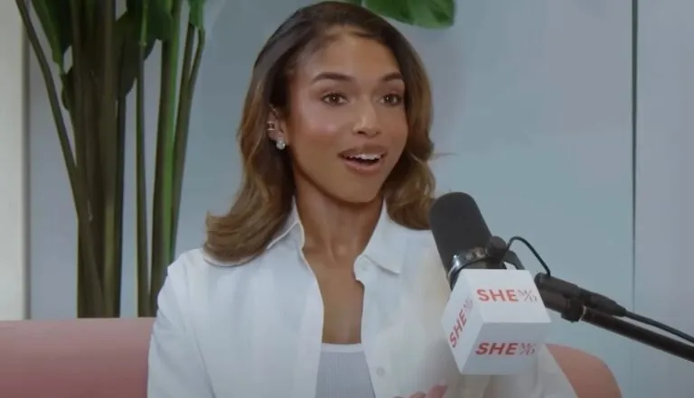 Lori Harvey talking during a SheMD podcast