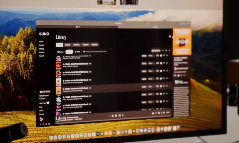 View on a PC monitor with Suno AI window opened